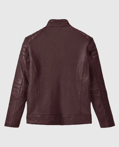 Men's Moto Firefly Burgundy Leather Jacket