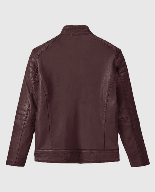 Men's Moto Firefly Burgundy Leather Jacket