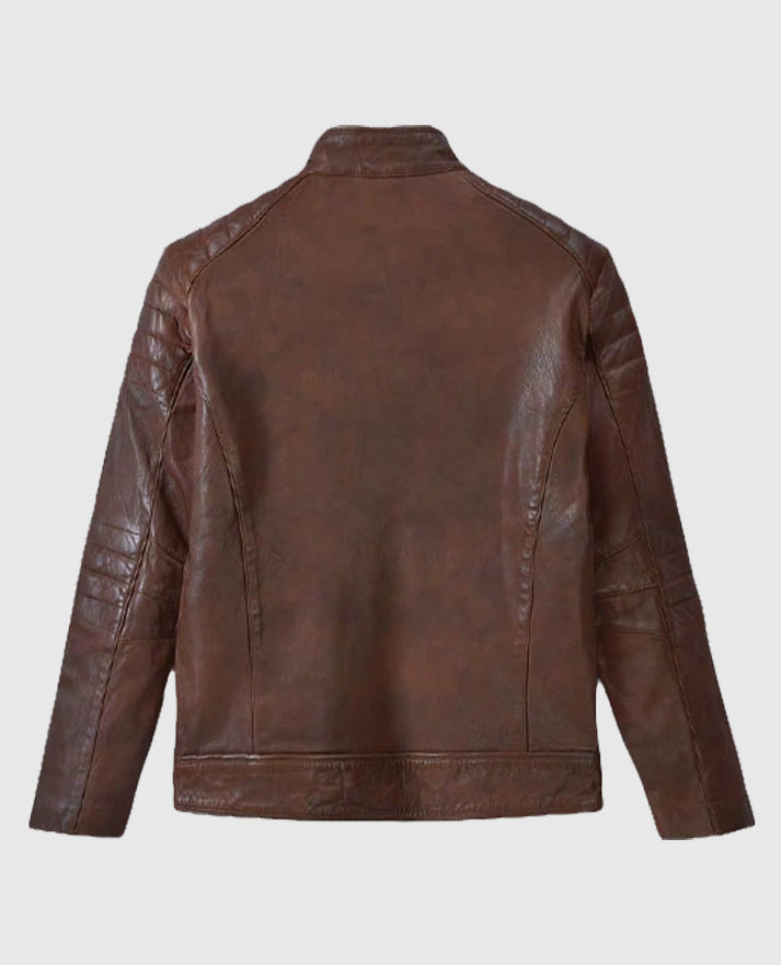 Men's Biker Spanish Brown Firefly Leather Jacket
