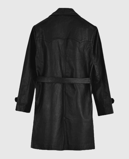 Men's Leather Vintage 1970's Trench Coat