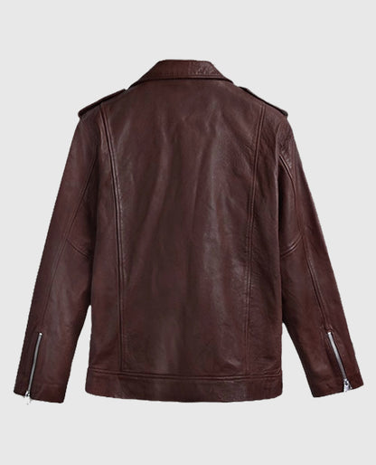 Men's Burgundy Beast Leather Biker Jacket