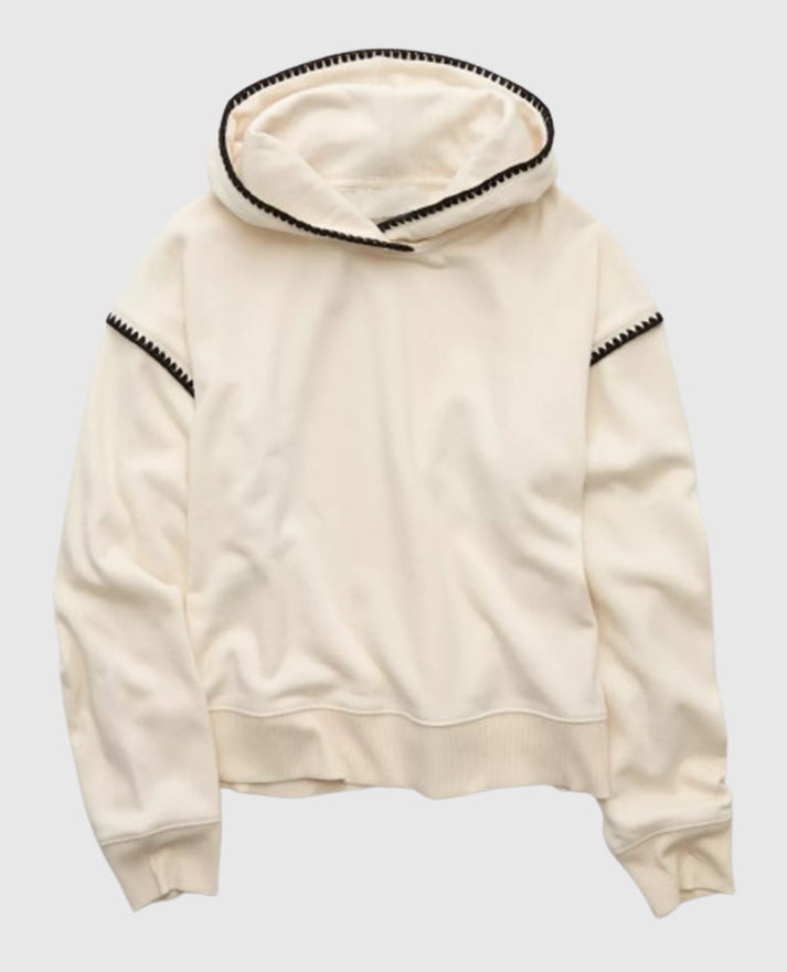 AE Contrast Stitch White Hoodie