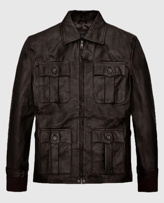 Aaron Eckhart Brown Leather Jacket