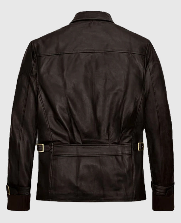 Aaron Eckhart Leather Brown Jacket