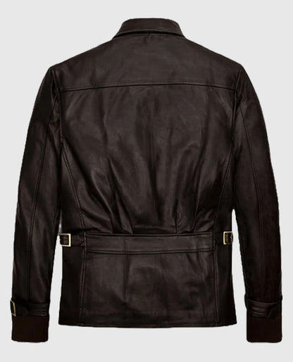 Aaron Eckhart Leather Brown Jacket