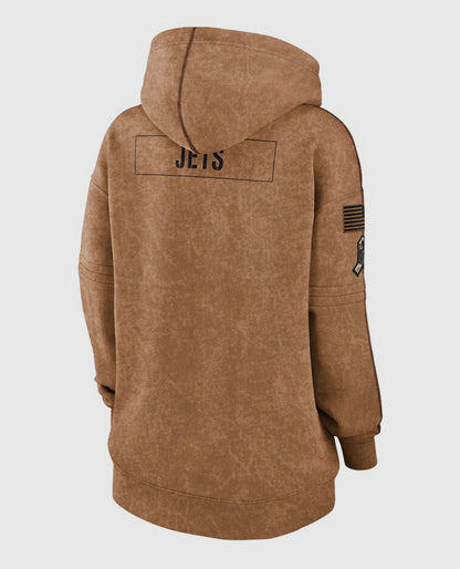 Aaron Rodgers Jets Salute To Service Brown Fleece Hoodie