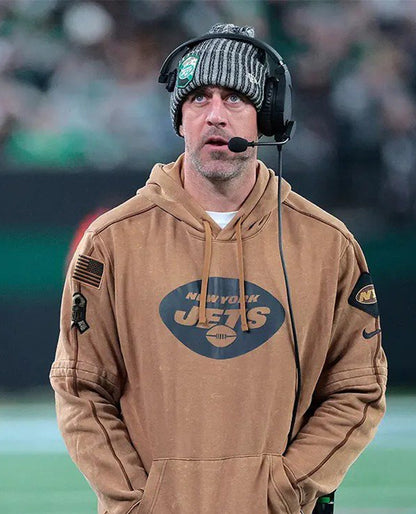 Aaron Rodgers Jets Salute To Service Brown Hoodie