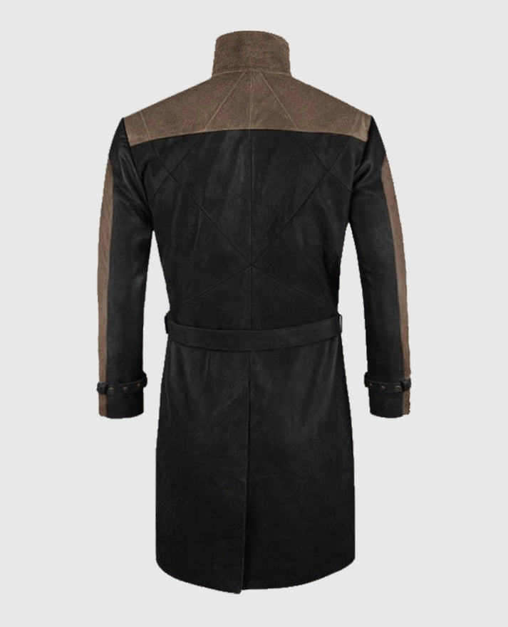 Aiden Pearce Watch Dog Leather Long Trench Coat