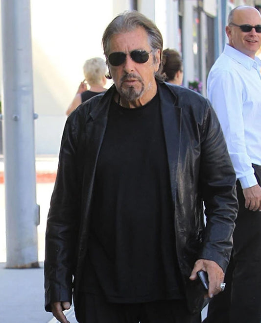 American Actor Al Pacino Black Leather Blazer