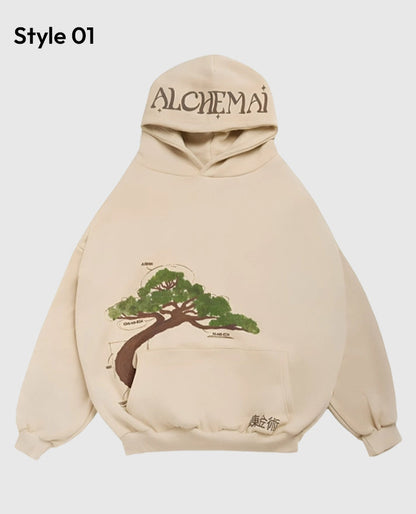 Alchemai Tree Of Life Cream Hoodie