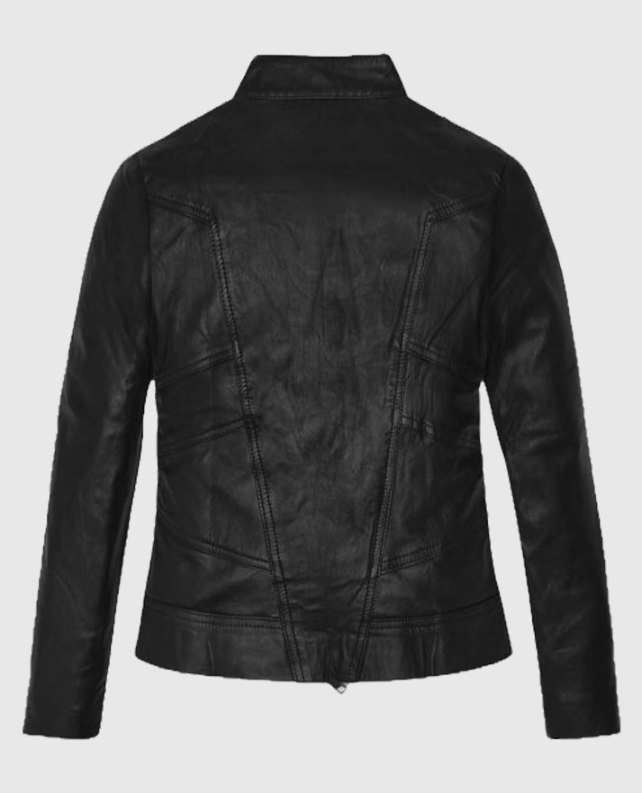 Angelina Jolie Black Biker Leather Jacket