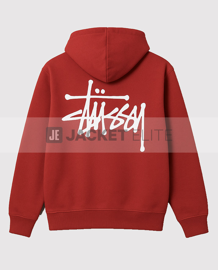 Basic Stussy Red Pullover Hoodie