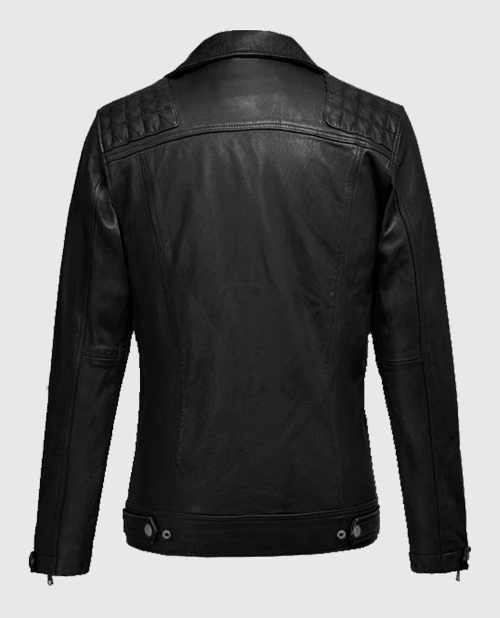 Biker Ironwood Black Leather Jacket For Men