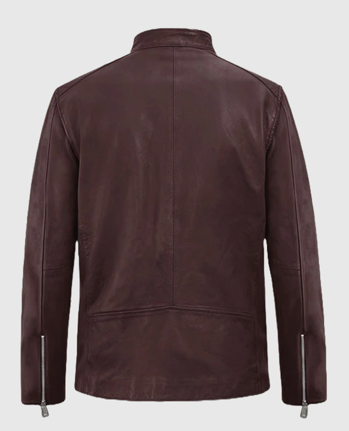 Biker Motorad Burgundy Leather Jacket for Men