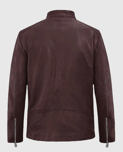 Biker Motorad Burgundy Leather Jacket for Men