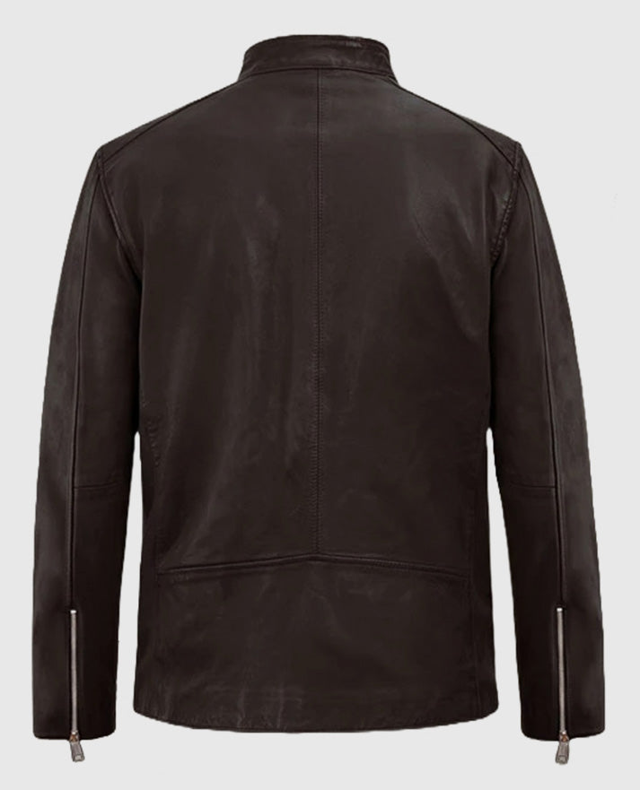 Biker Motorad Leather Brown Jacket For Men 