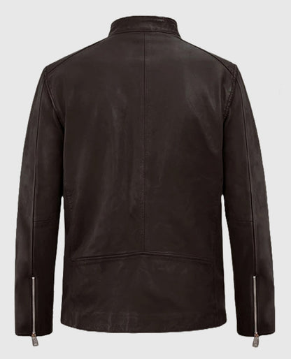 Biker Motorad Leather Brown Jacket For Men 