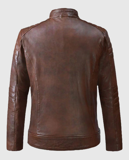 Biker Spanish Brown Firefly Leather Jacket For Men