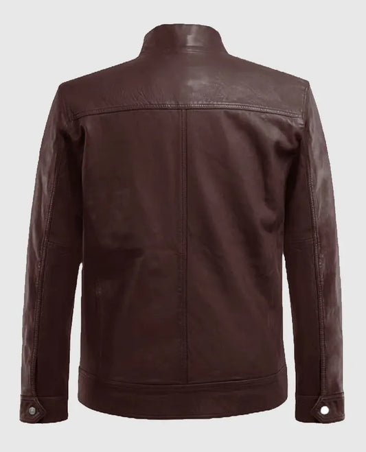 Biker Thunder Storm Burgundy Leather Jacket For Men