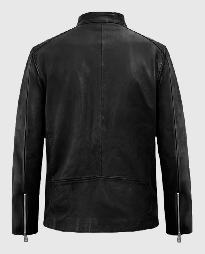 Men’s Black Leather Motorad Biker Jacket - second image