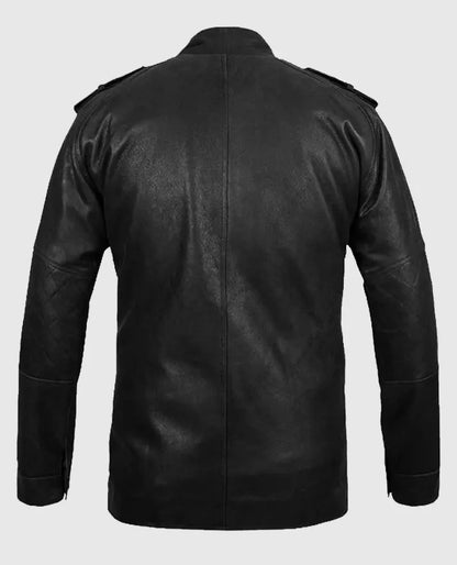 Black Motorcycle leather Jacket For Men