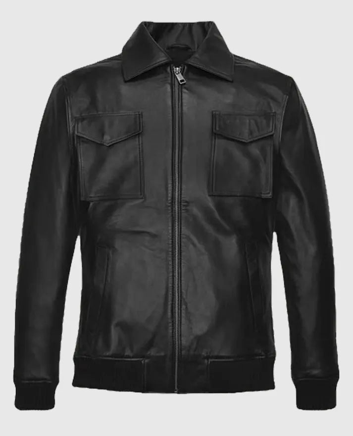 Black Robert Pattinson 2020 Paris Fashion Show Leather Jacket