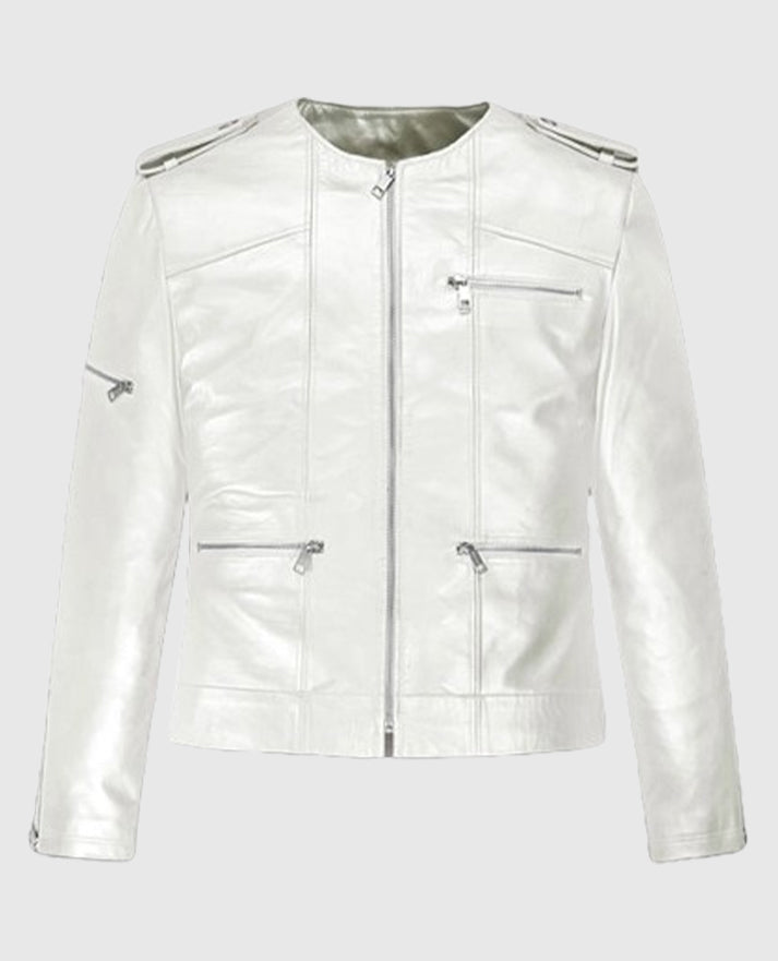 Bresha Webb Run the World Leather White Jacket