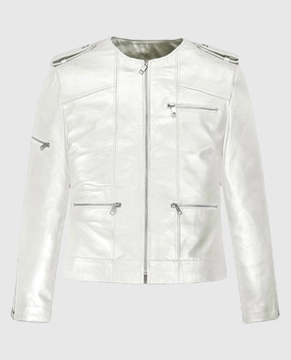 Bresha Webb Run the World Leather White Jacket