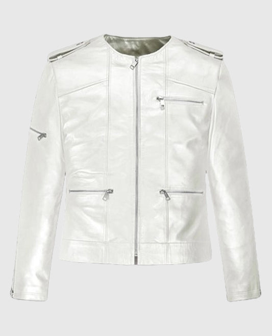 Bresha Webb Run the World Leather White Jacket