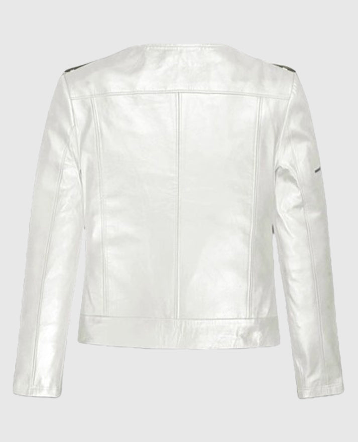 Bresha Webb Run the World White Leather  Jacket