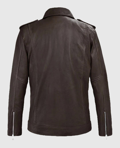 Brown Beast Leather Biker Jacket For Men