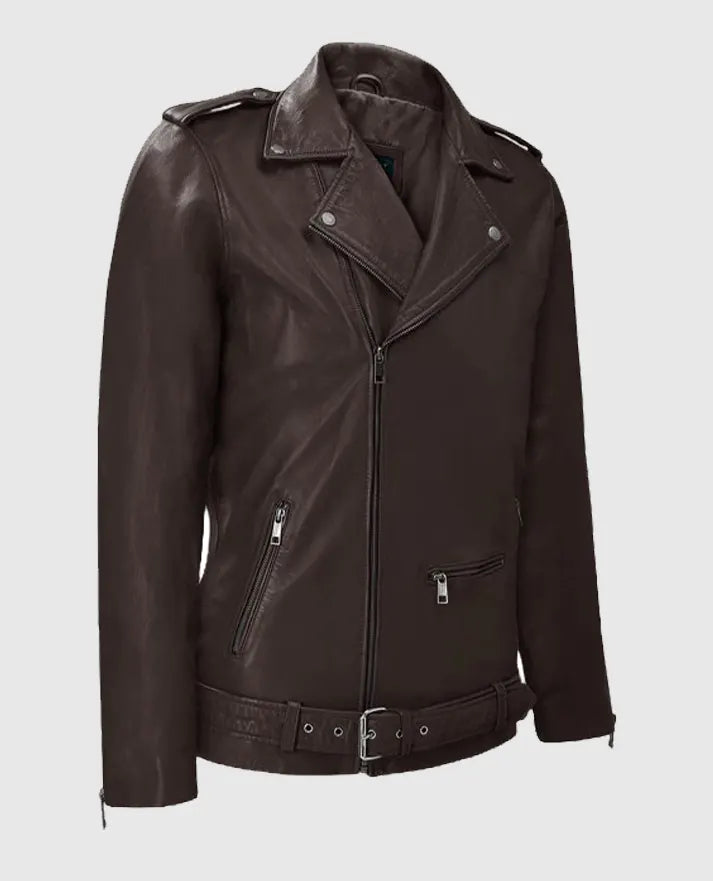 Brown Rutland Riding Leather Jacket For Men