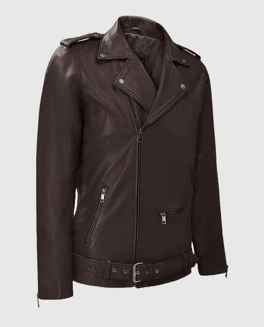 Brown Rutland Riding Leather Jacket For Men