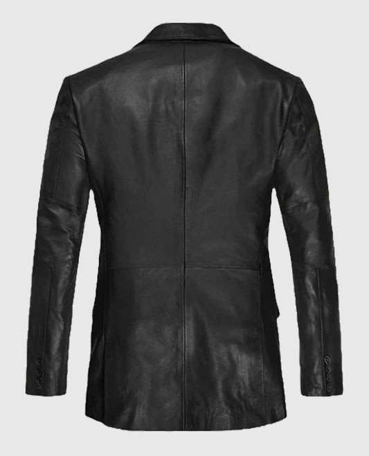 Catwalk Black Leather Blazer For Men