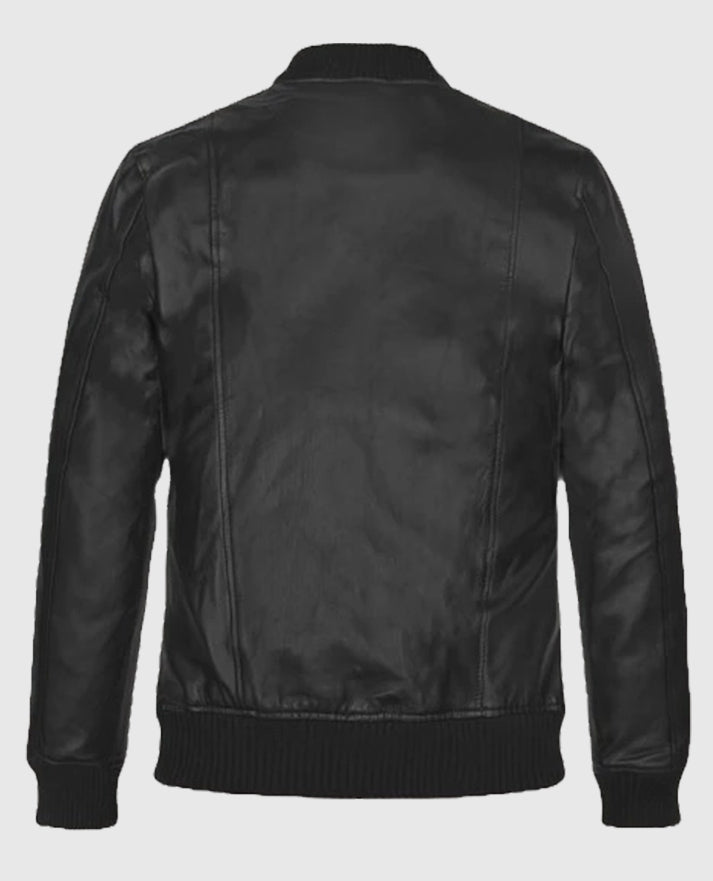 Chris Evans W Mag’s Pre-Golden Party Black Leather Jacket