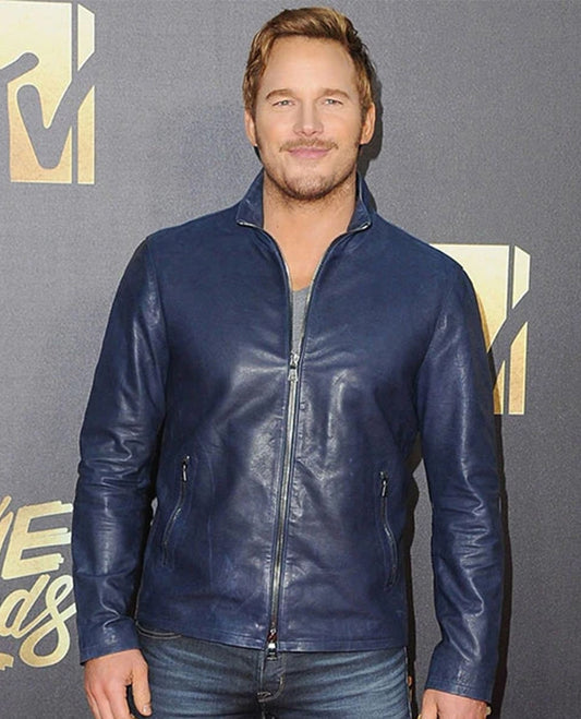 Chris Pratt MTV Awards Blue Leather Jacket
