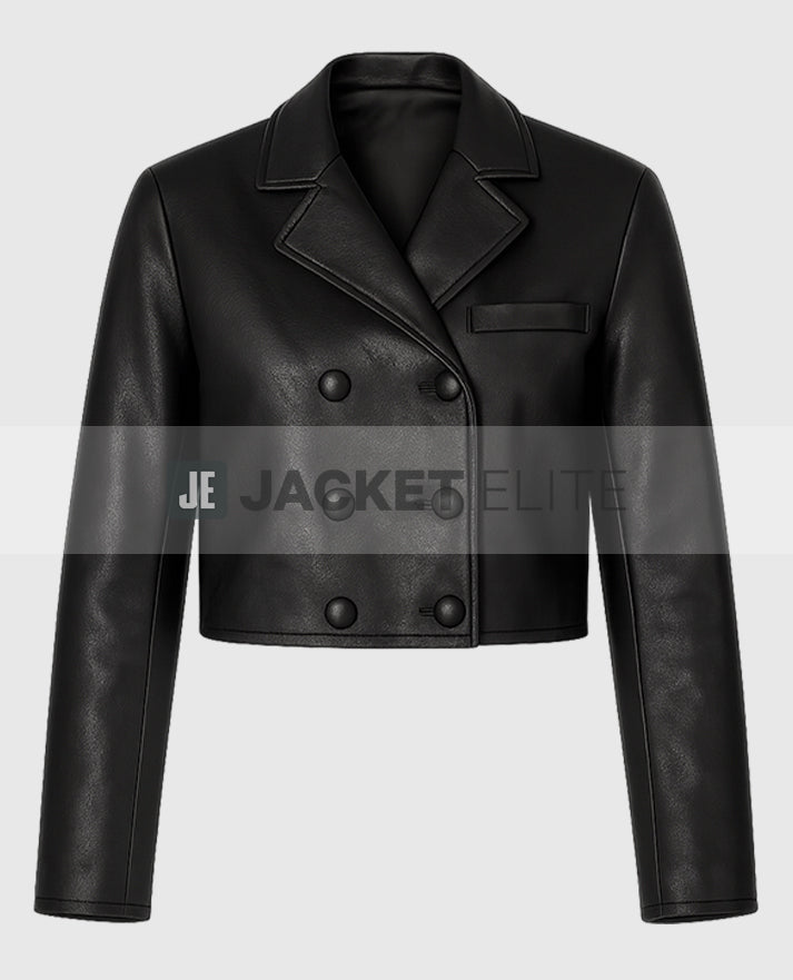 Christina Ricci Drew Barrymore Show Black Cropped Leather Jacket