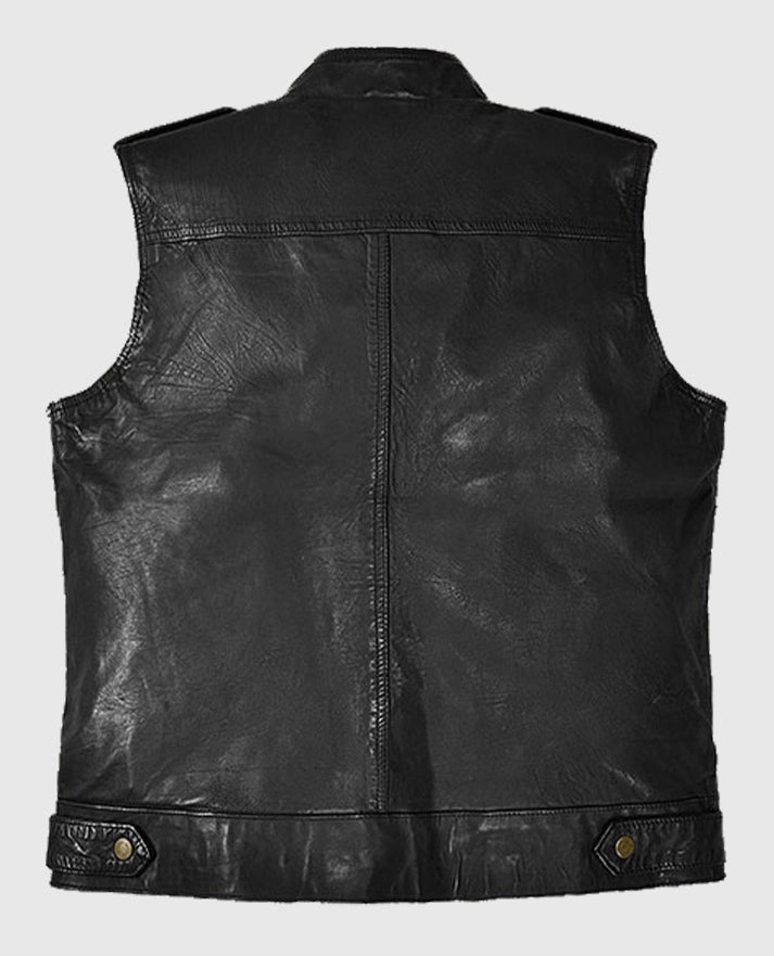 Classic Black Biker Leather Vest for Men