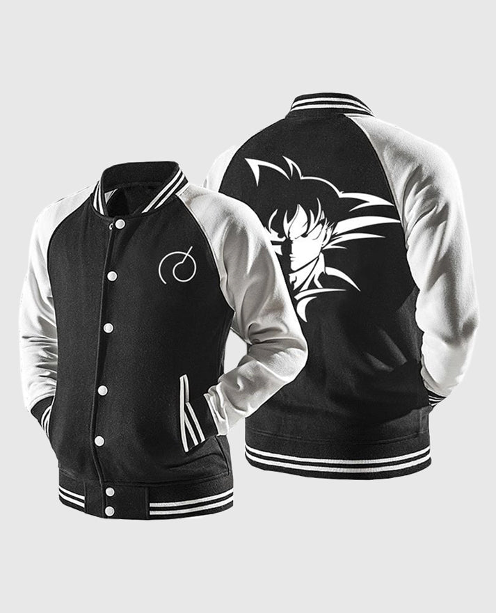 DBZ Goku Black And White Varsity Jacket