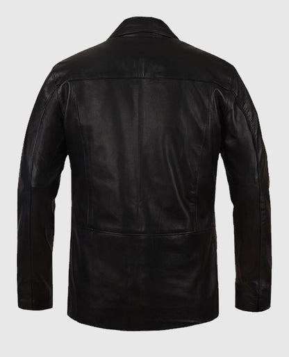 Damon Salvatore Black Trucker Leather Jacket