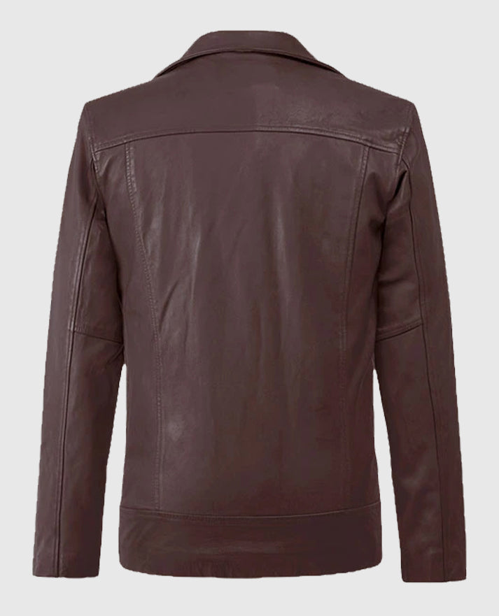 Dauntless Burgundy Biker Leather Jacket for Men