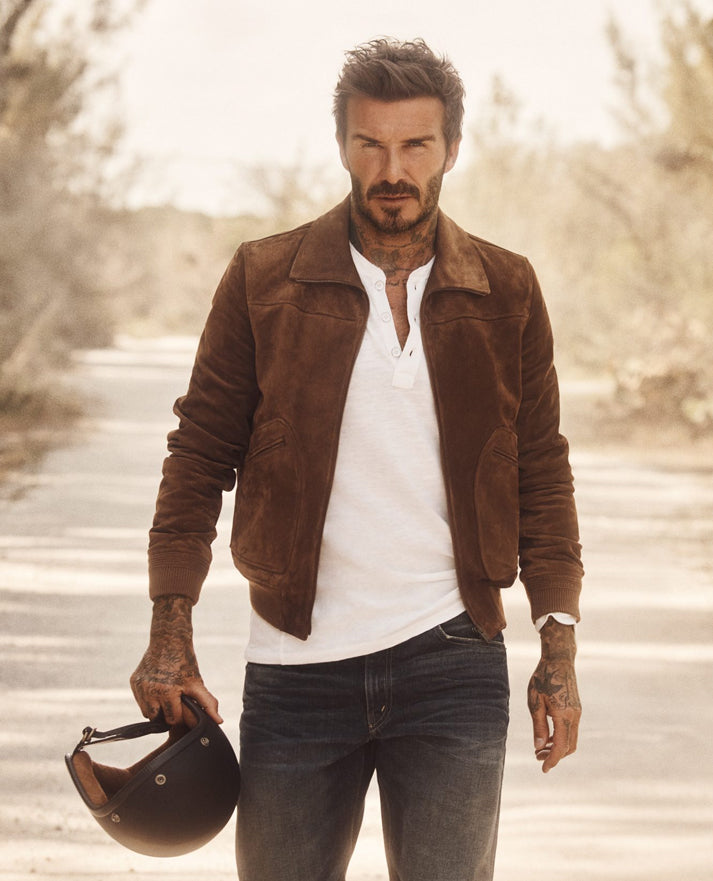 David Beckham Brown Suede Real Leather Jacket