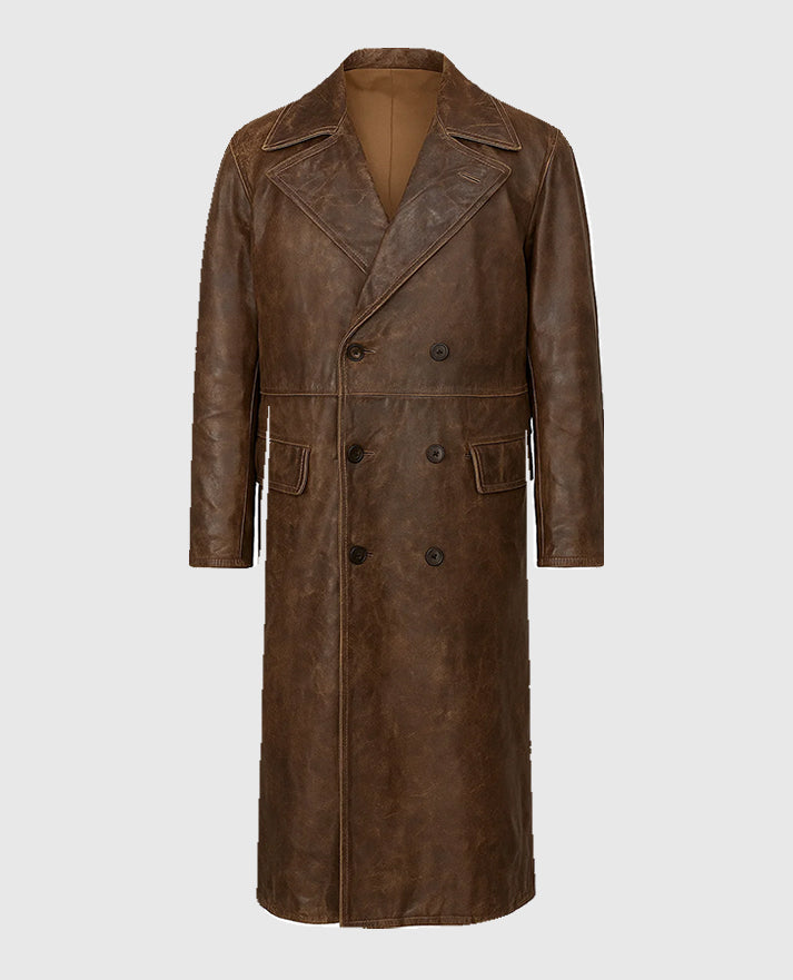 David Beckham Leather Trench Coat