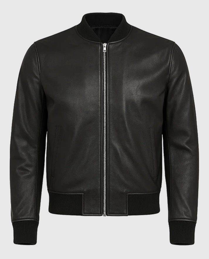 David Beckham Mercer Hotel NYC Black Leather Bomber Jacket