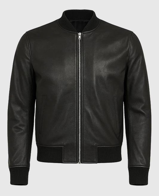David Beckham Mercer Hotel NYC Black Leather Bomber Jacket