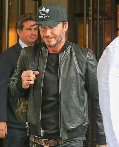 David Beckham Mercer Hotel NYC Black Leather Jacket