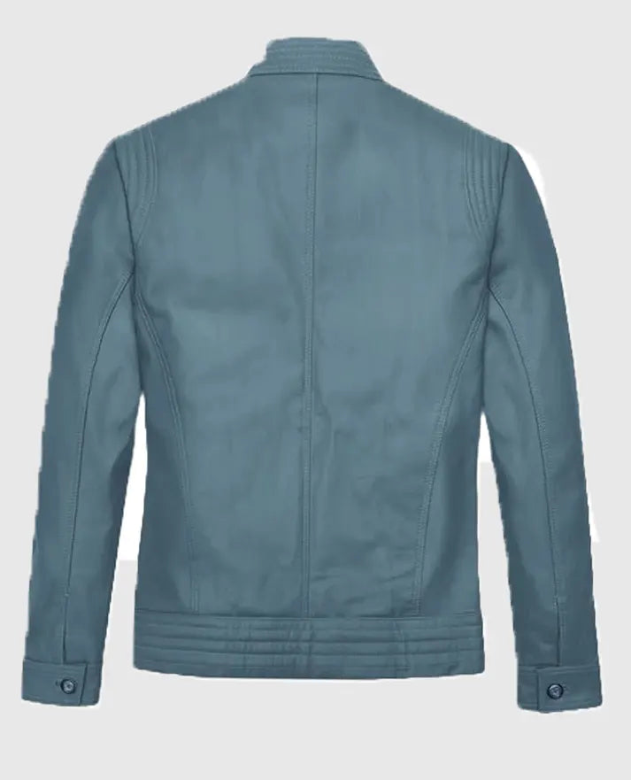 Davin Men's Leather Blue jacket