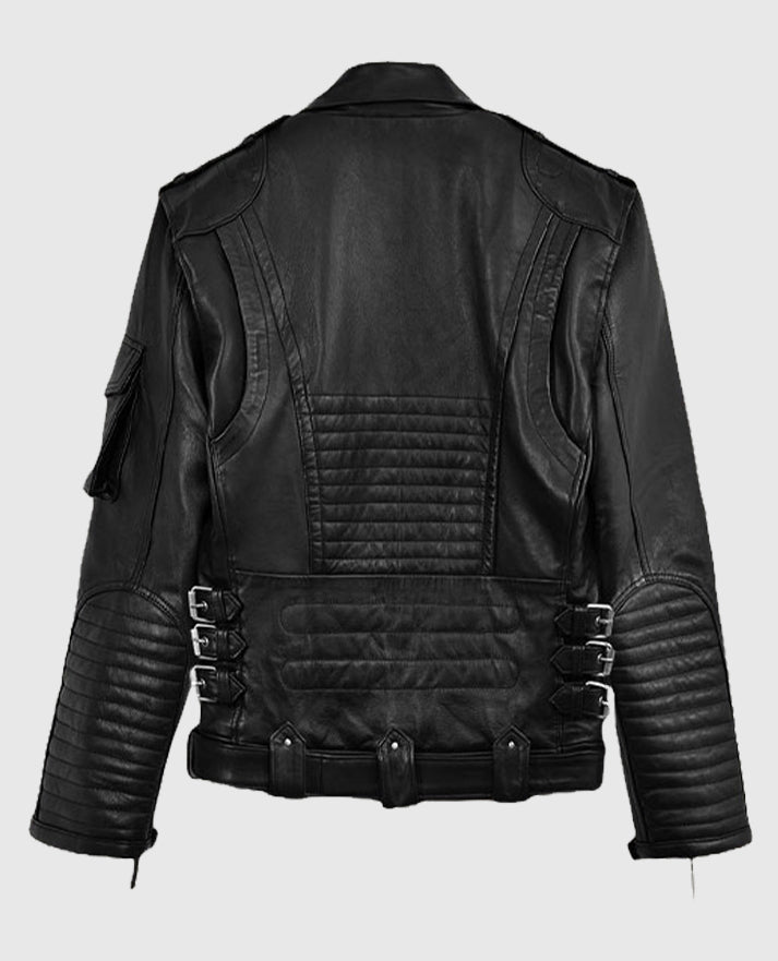 Deadwood Black Moto Style Black Leather Jacket For Men
