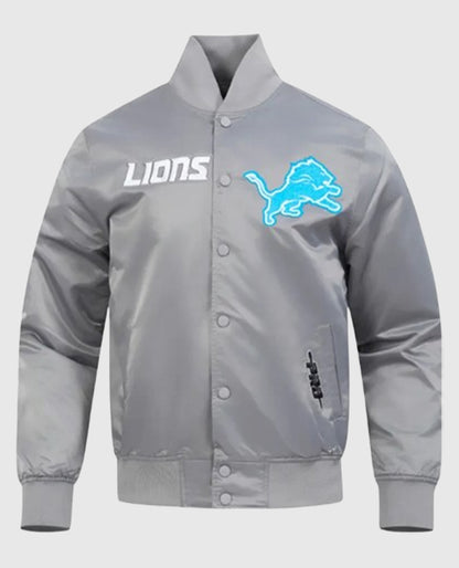 Detroit Lions Souvenir Silver Satin Jacket