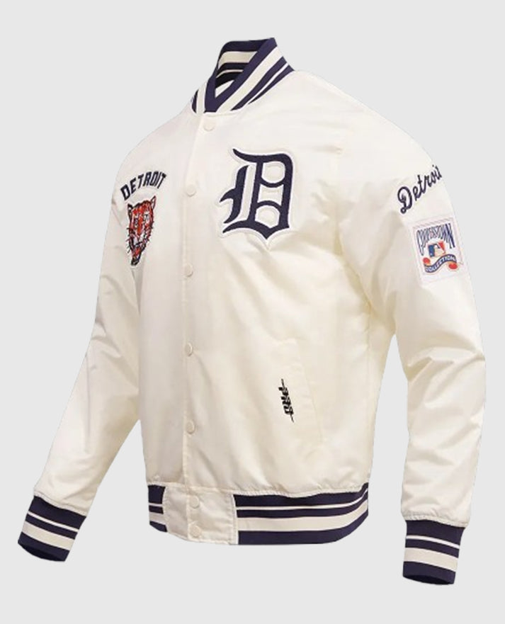 Detroit Tigers Retro Classic Rib White Varsity Jacket